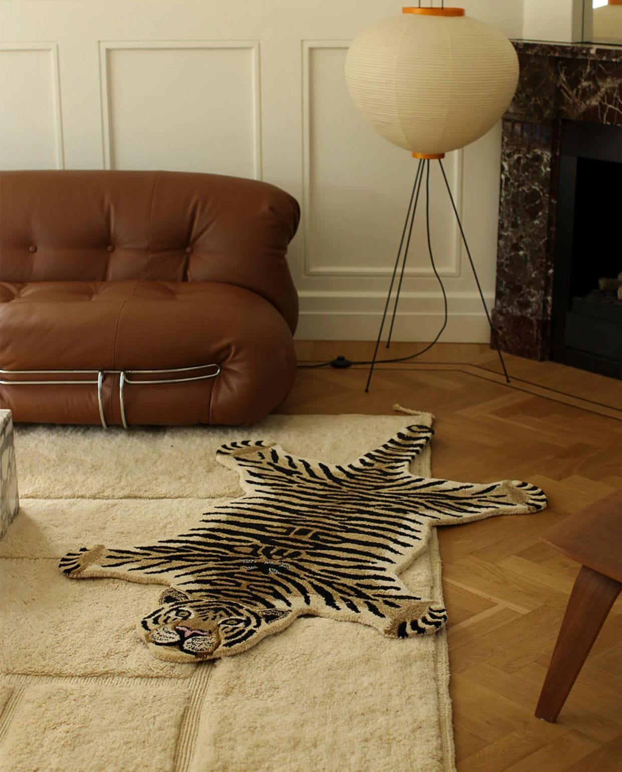 Doing Goods Drowsy vloerkleed Tijger - Groot- 147 x 90 x 2 cm - 100% wol