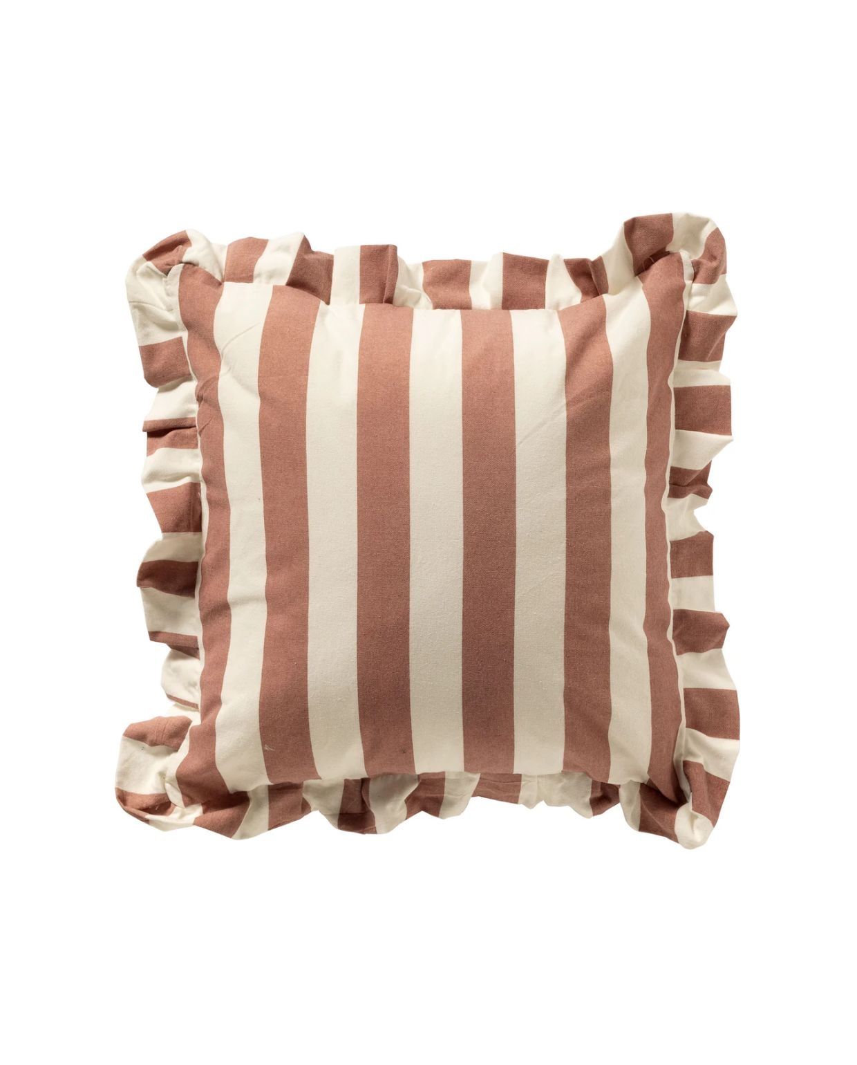 BELLA - sierkussen 45x45 cm - gestreept - ruches - Old Rose - roze Dutch Decor