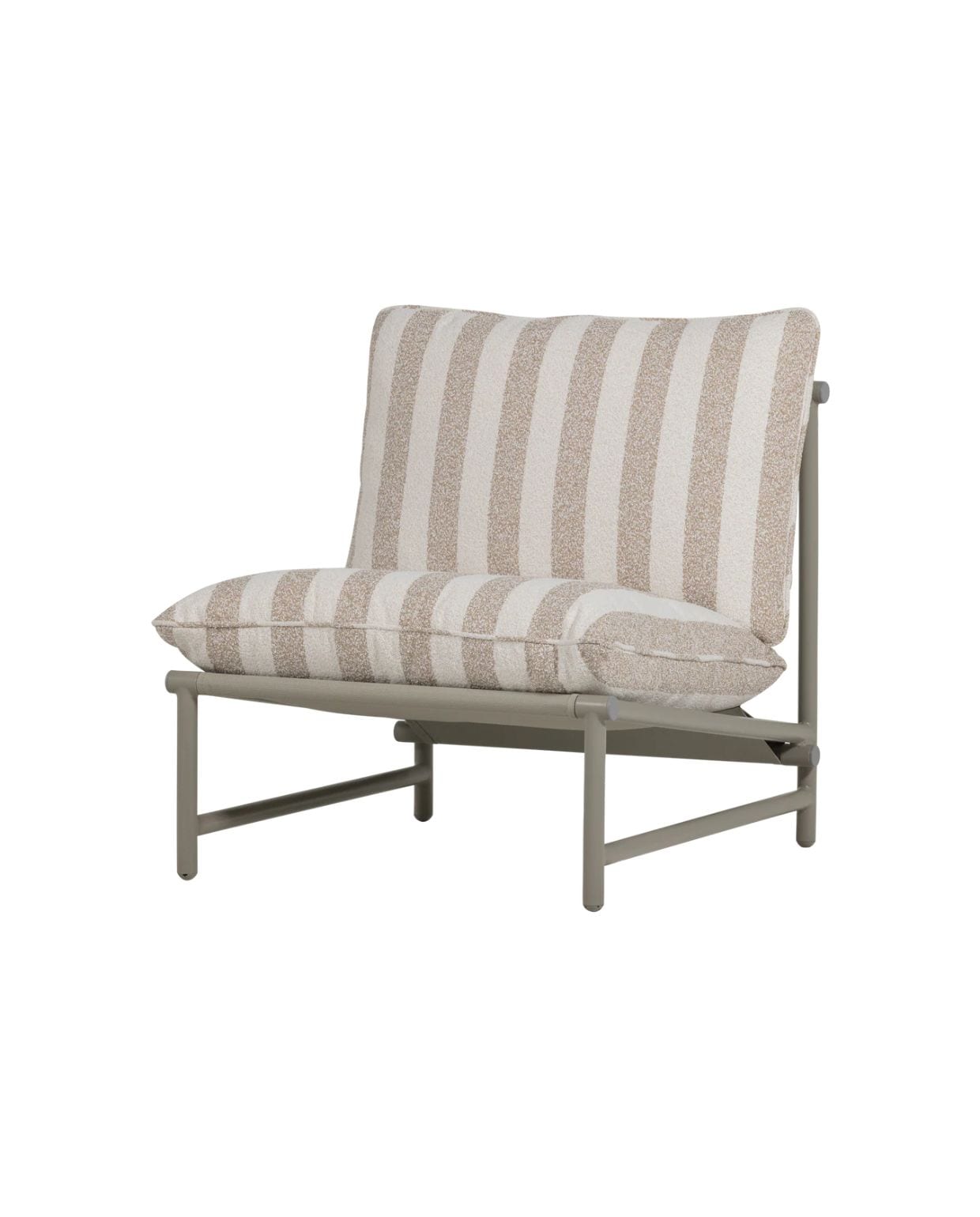WOOOD loungestoel tuin gestreept Elvo - Aluminium - Wit/Zand - 75x82x75 Woood