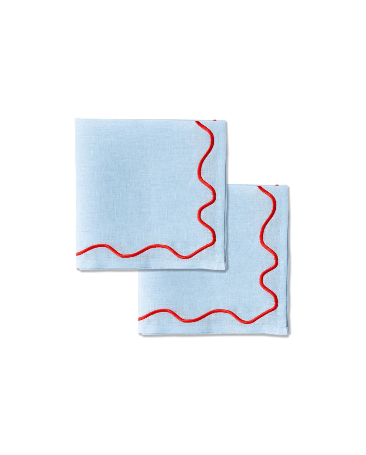 Kulu Club servetten Wavy - 100% linnen - blauw - set van 2 Kulu Club