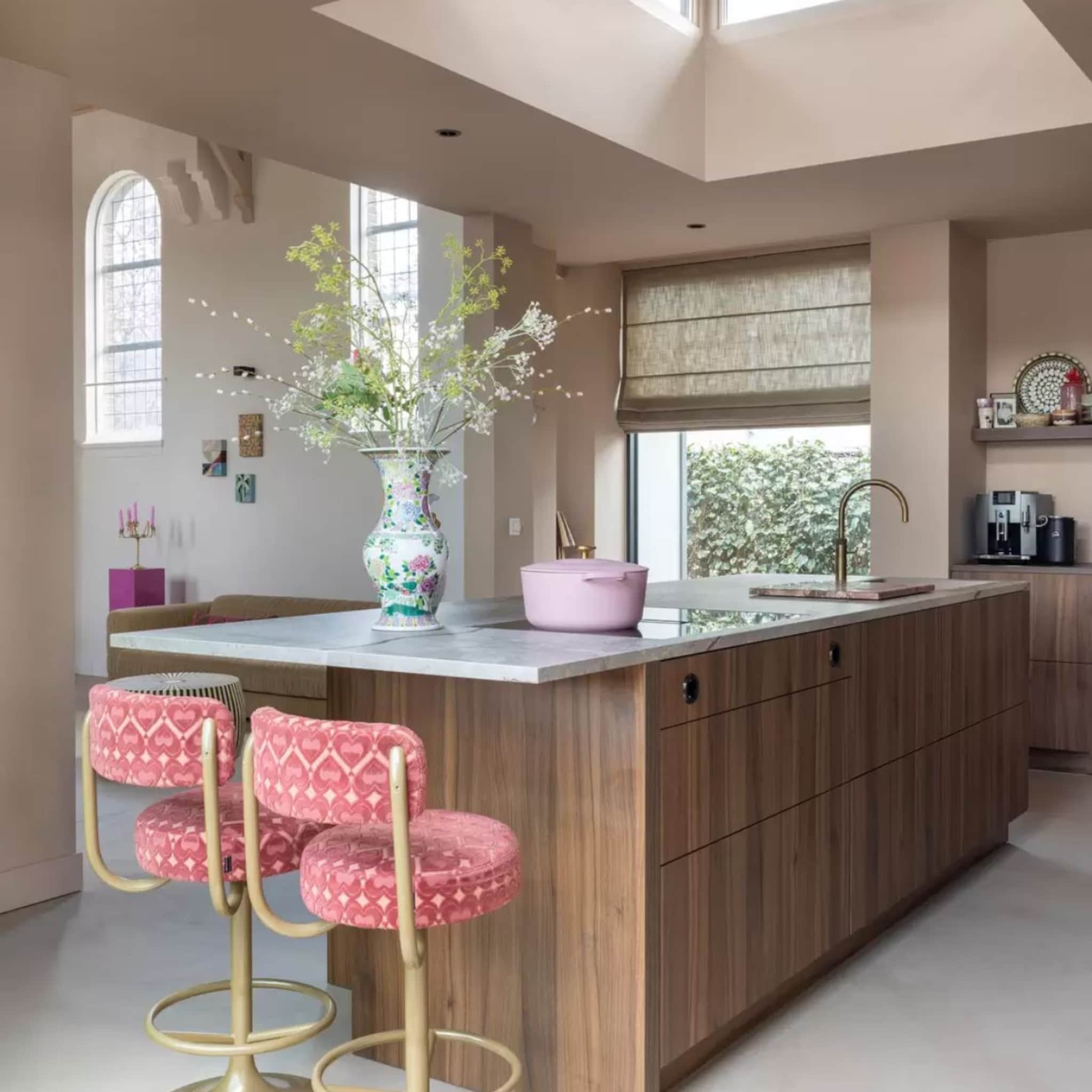 verschillende tinten roze interieur