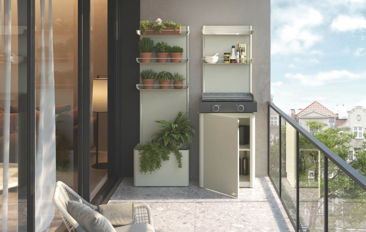 Urbn Gardn wandkasten Urbn Planter en Urbn Plancha, modulair, staal € 1349,- en € 1199,- (urbngardn.be). vtwonen Design 04-2026