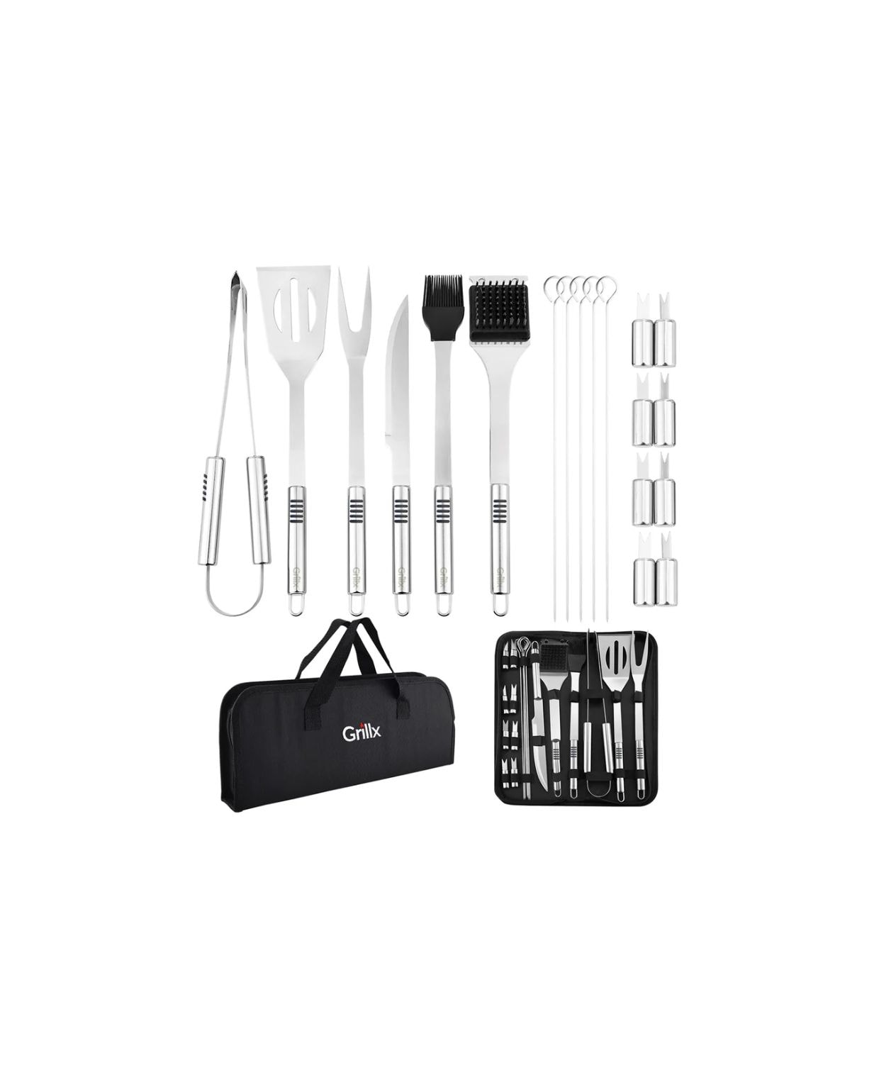 GrillX Barbecue Gereedschap Set - 19-delig - Inclusief Luxe Draagtas Grillx