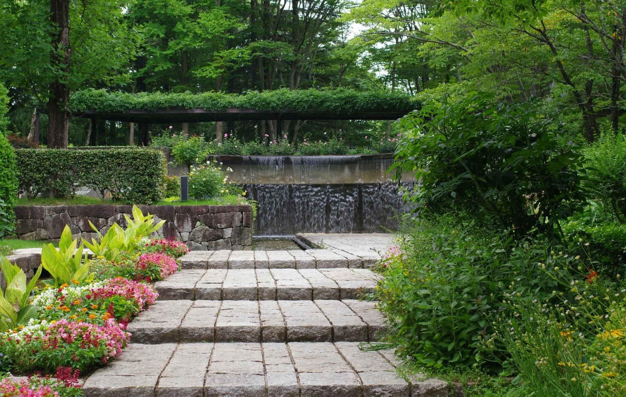 Tuin met treden Unsplash