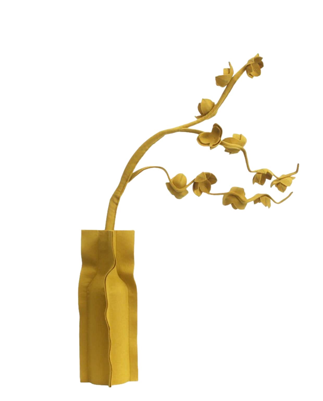 Object Feltplant Blossom, wolvilt, color 12,85 cm (h) € 234,- (wandschappenwebshop.com). vtwonen design 6-2026 | fotografie Katoo Peeters