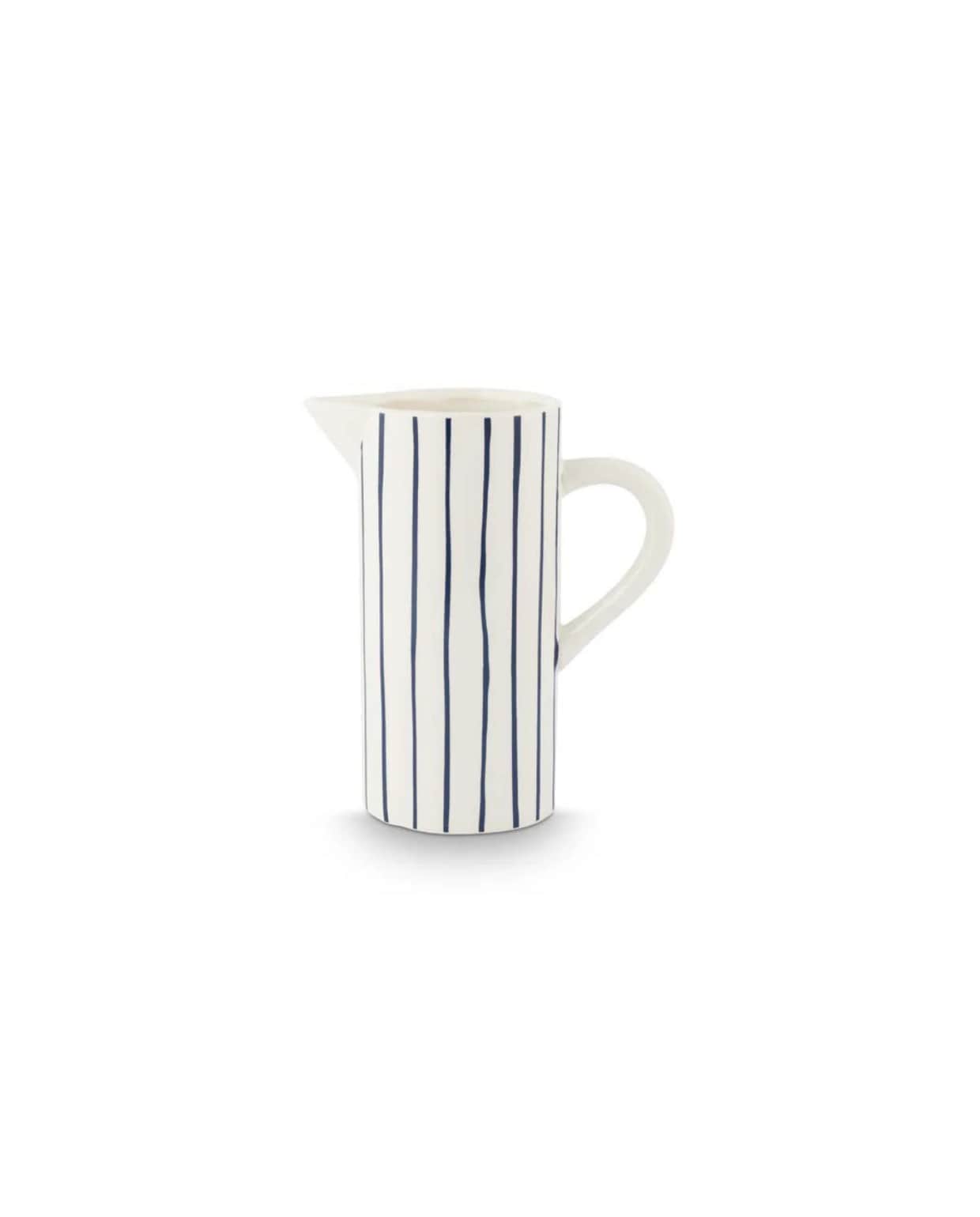Waterkan met oor, gestreept, keramiek, wit, 20,5x12,5x25 cm vtwonen