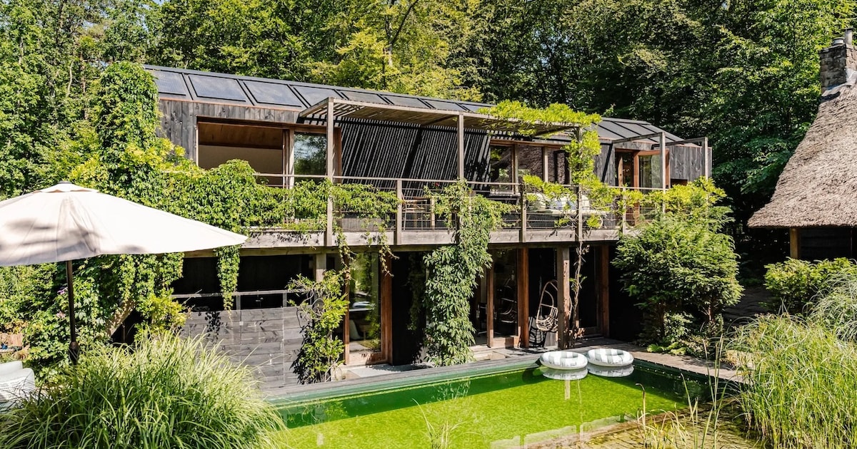 Funda-parel: deze villa gaat helemaal op in de natuur, met de zwemvijver als ultieme green flag