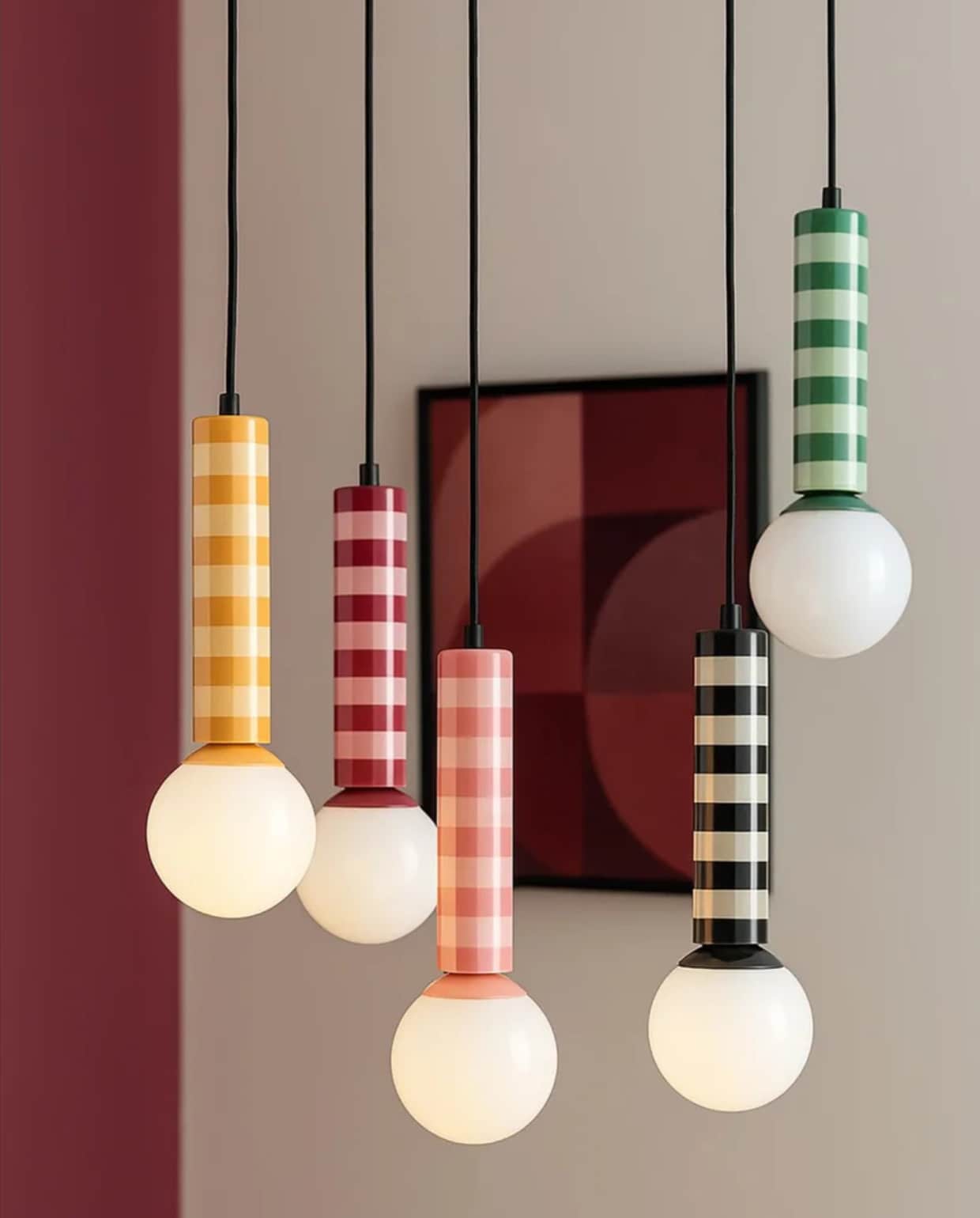 Hanglamp Rayado - paars - 12x12x38cm - Paddenstoellamp Leitmotiv