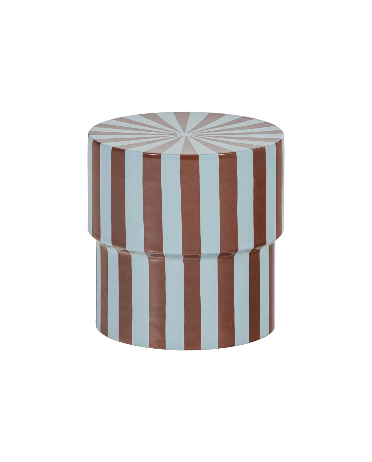 Bijzettafel Olia - Metaal - Hoogglans Strepen Bruin/blauw - 36x36x36 WOOOD