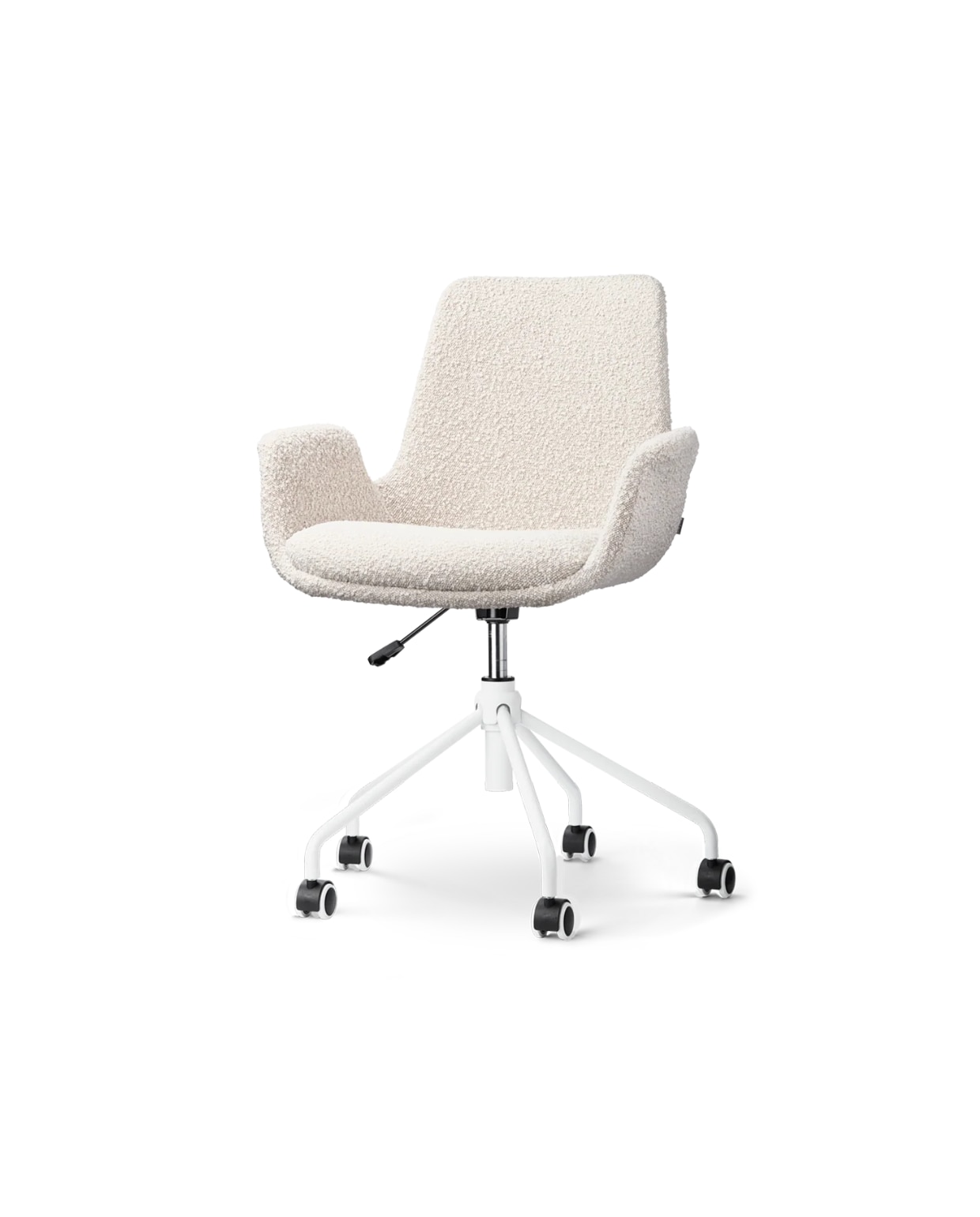Nout-Eef Bureaustoel Bouclé Beige - Armleuning - Wit Onderstel Nolon