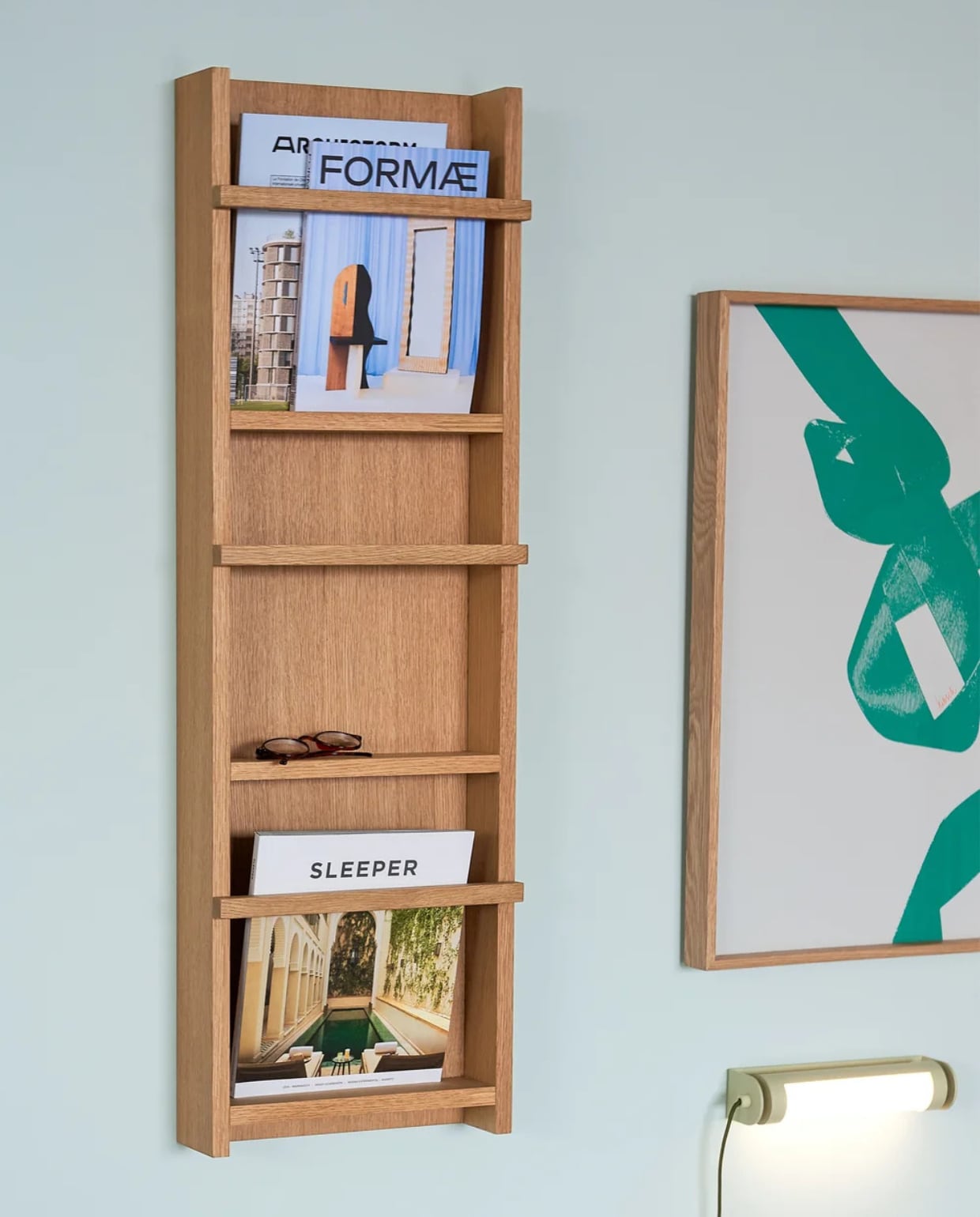 Tijdschriftenhouder Vertigo - mdf/oak veneer/oak wood - 11x34xh105cm Hübsch