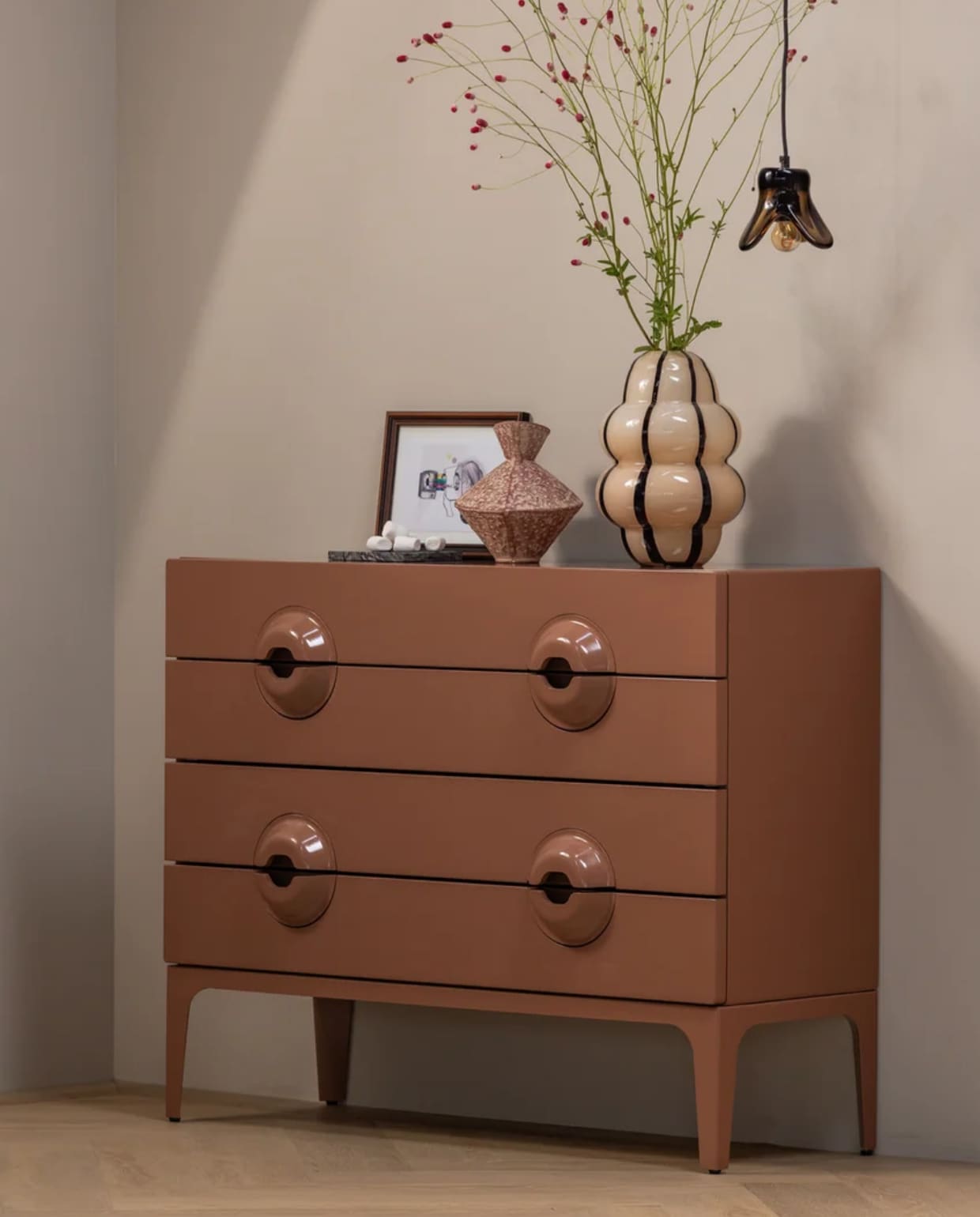 Ladekast/commode Merge - Hout - Oud Roze - 89x110x44 Woood