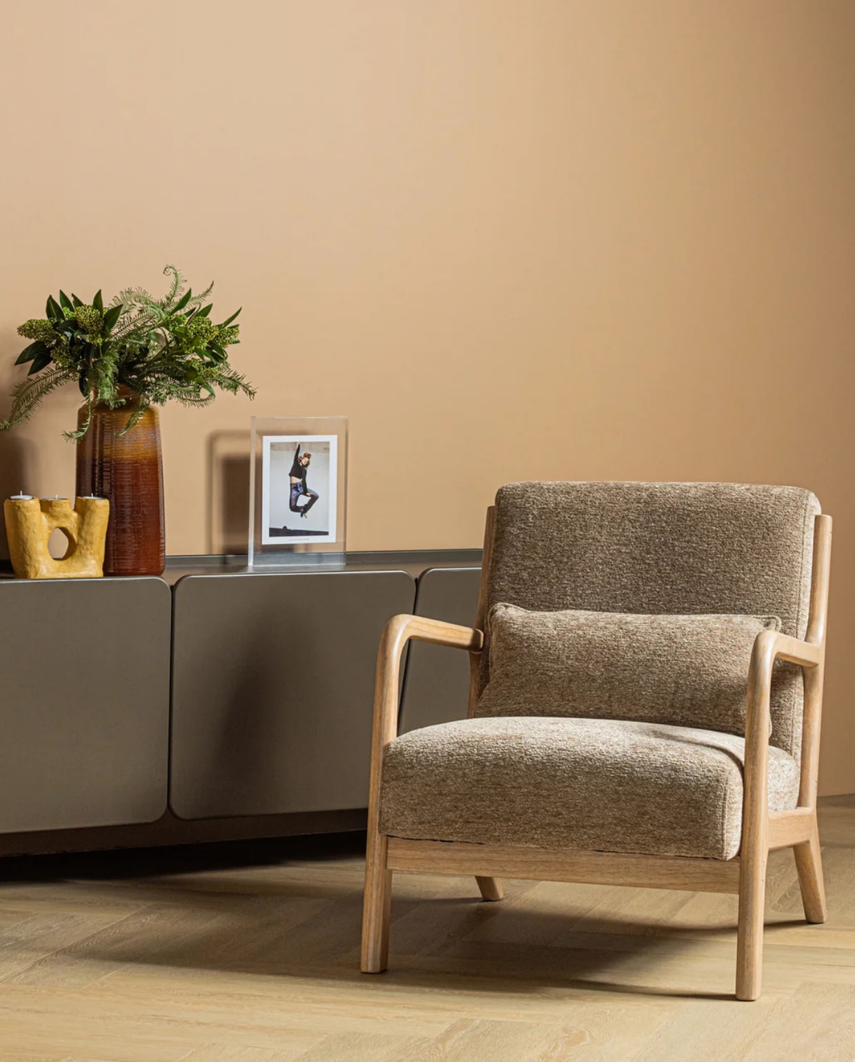 Fauteuil Mark - Chenille - Zand - 75x67x82 Woood