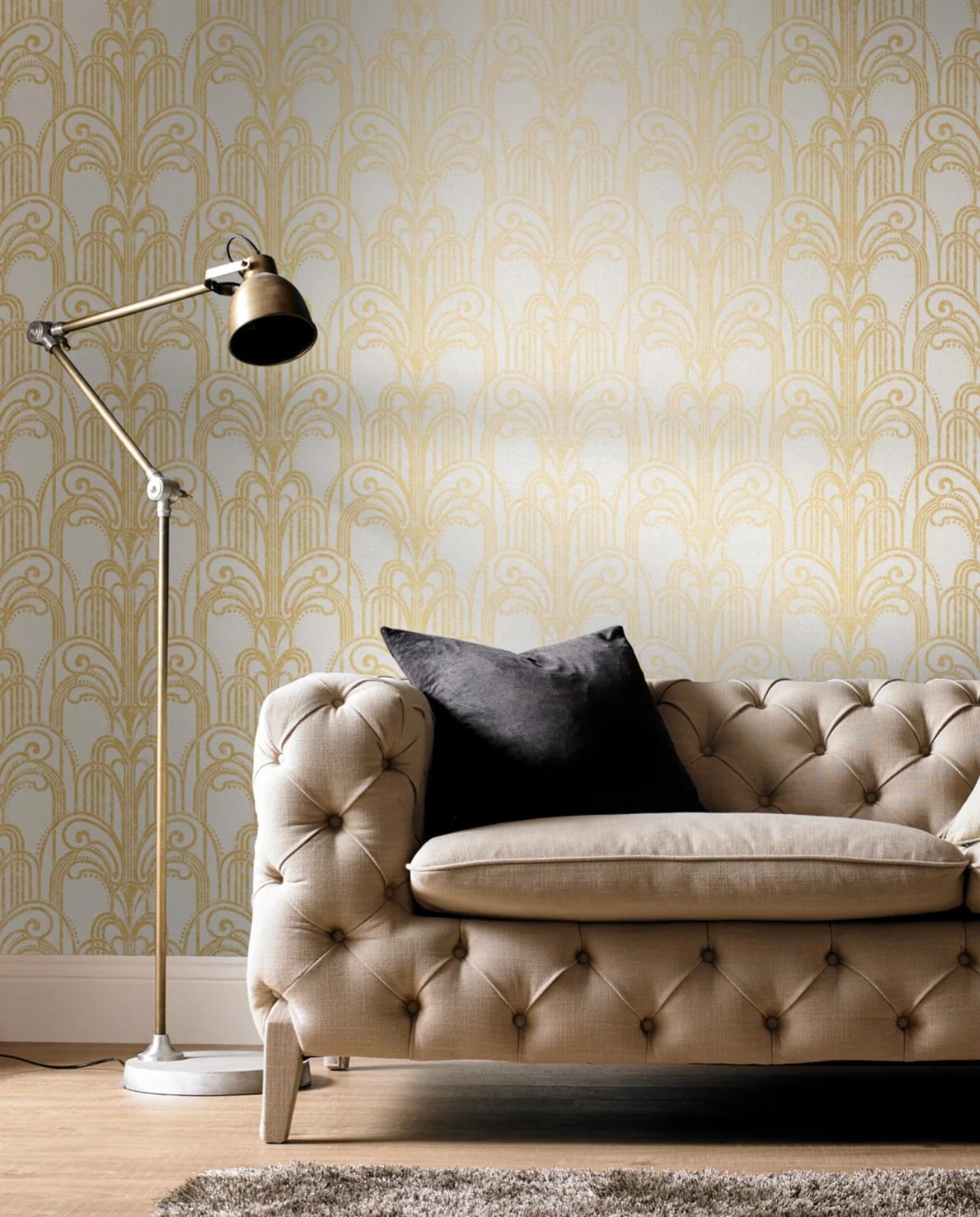 Vliesbehang - Art Deco Goud & Parel