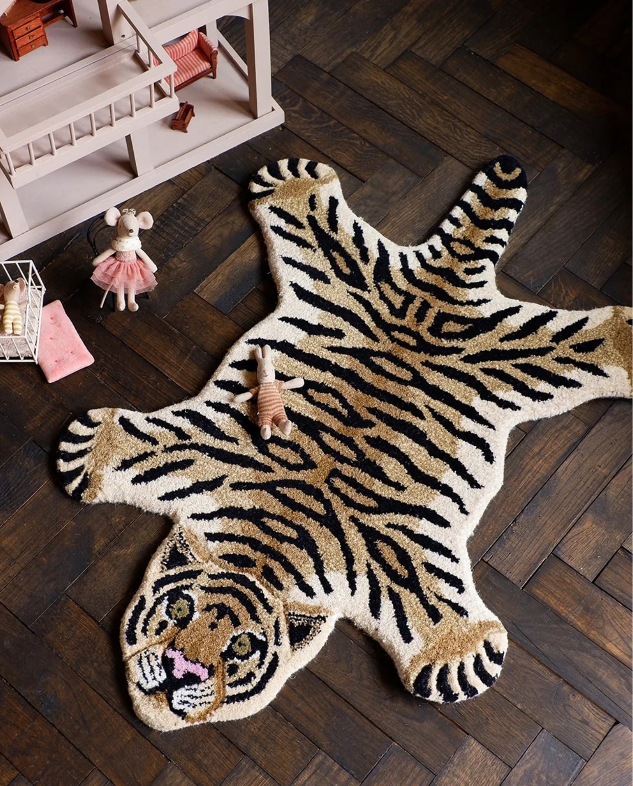 Drowsy Tijger Vloerkleed - Klein 92 x 63 x 2 cm - 100% wol Doing Goods