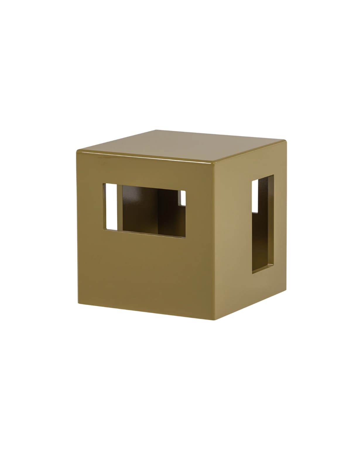 Bijzettafel vierkant Modern - MDF/Hout - Hoogglans Honinggeel - 40x40x40 vtwonen